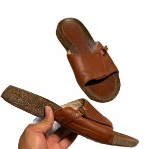 Teva Brown Leather Slide Sandals Size 9.5